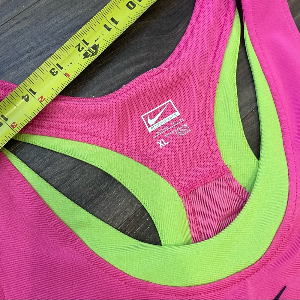 Nike Y2K Activewear Pink Racerback Tank with Lime Trim - Picture 4 of 5